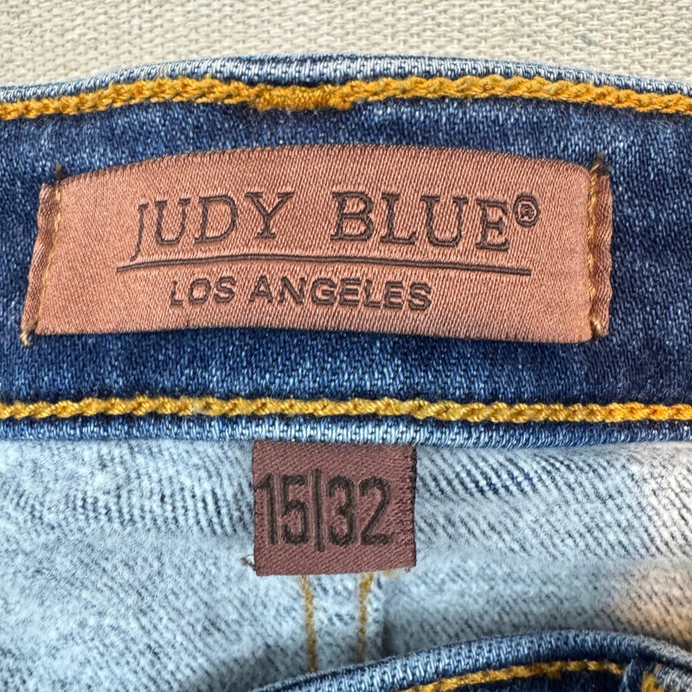 Judy Blue 15/32 Straight Fit Jeans Womens Blue Raw Hem High Rise JB82561DK - Picture 5 of 11